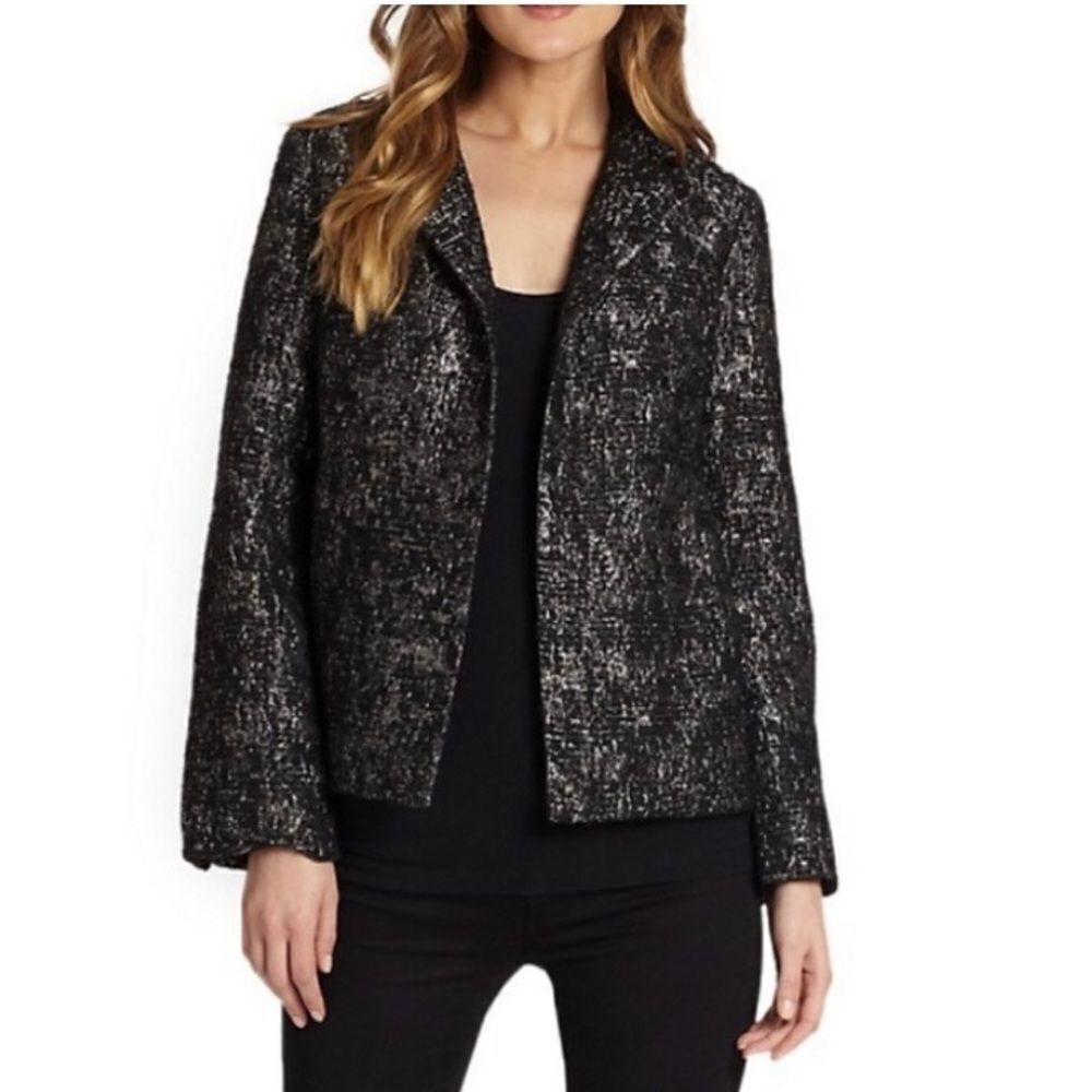 𝅺eileen Fisher Textured Open Blazer Jacket Black L
